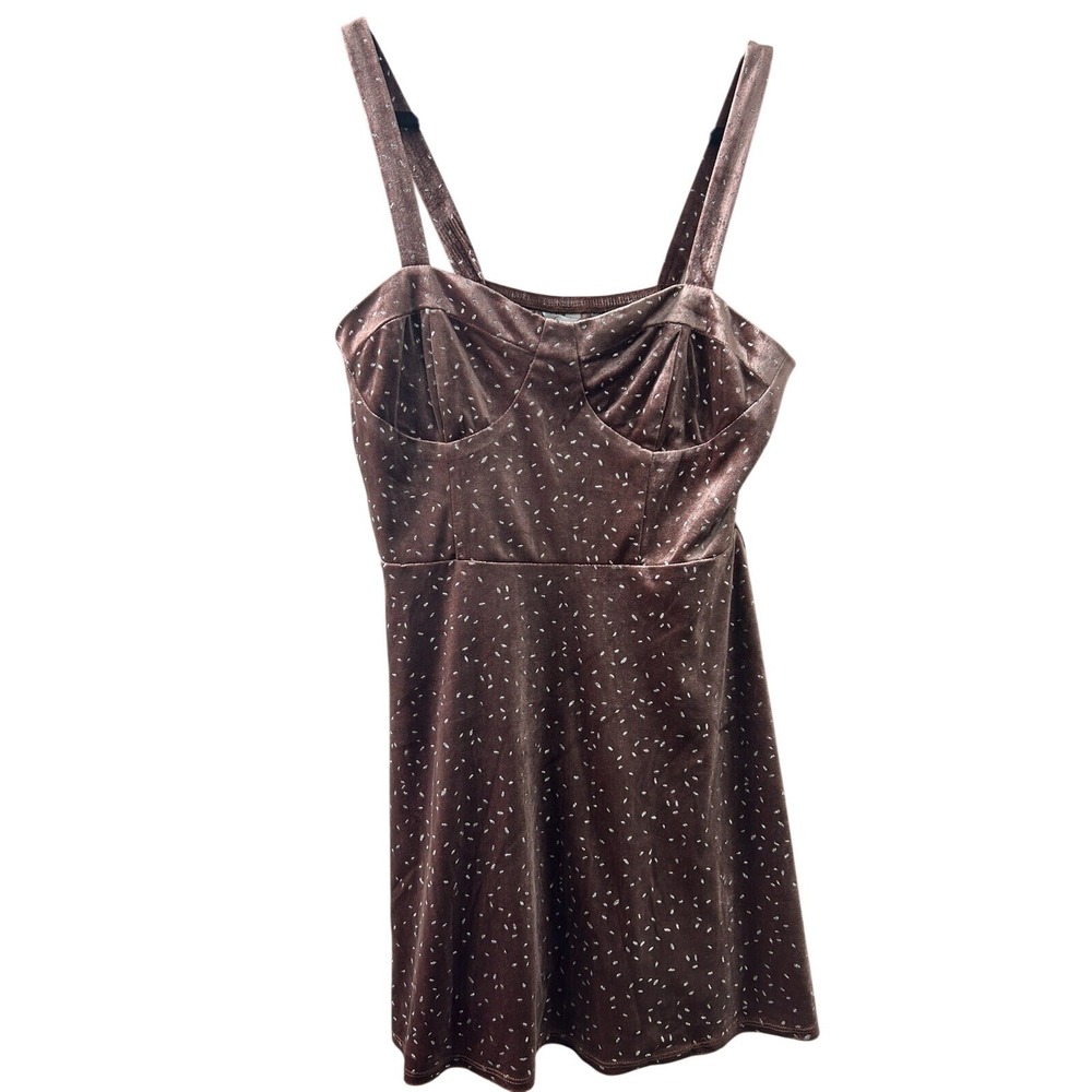 Speechless Womens Brown Velvet Glitter Bustier Mini Dress Size L Mauve Sparkle